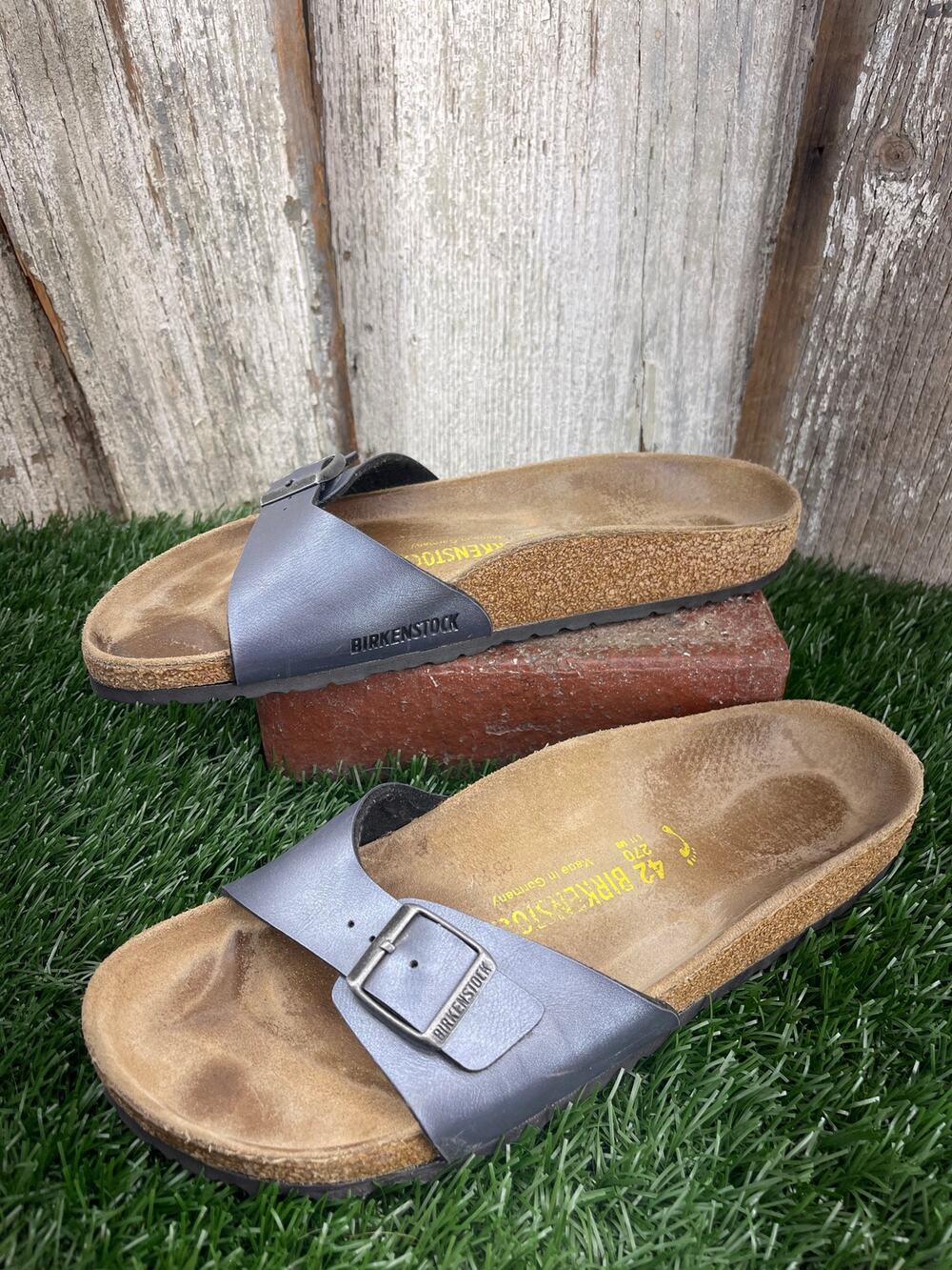 Birkenstock Madrid Birko Flor Gunmetal Slides Narrow EU42 Women's 11